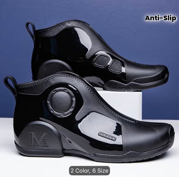 Mens Low-Top Rain Boots, Soft Japanese- Style Fashion Water Shoes, High Quality, Lightweight, Wear- Resistant, Outdoor Motorcycle Rain Boots, Fishing Anti-Slip Boots.