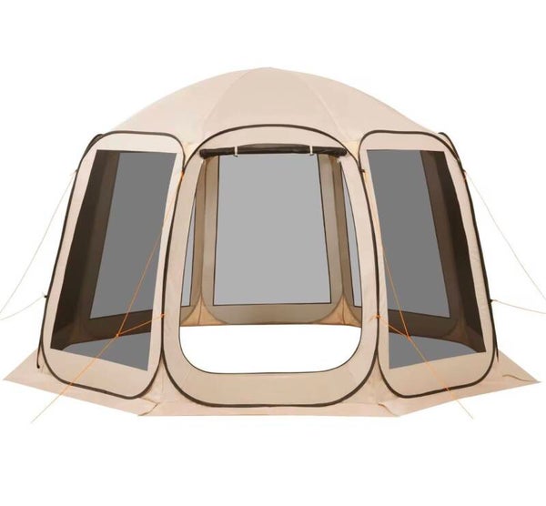 Beige 12 X 11 ft Pop-up Screen House Tent for 10-12 People Portable Screened Canopy Carry Bag Netting Sides Ground Stakes for