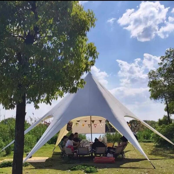 Large Outdoor Oversized 10-20 Persons 10m Rainproof UV Resistant Canopy Tarp Tent for Beach Camping Travel with Pole and Bag
