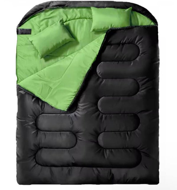 4-Season Comfortable Double Size Sleeping Bag For Outdoor Camping Lightweight Nylon with Polyester Envelope Stylish Design