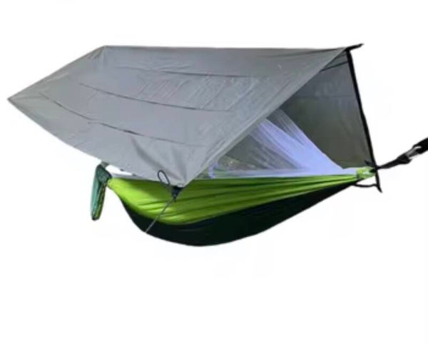 210T Parachute Nylon Outdoor Lightweight Hanging Hammock Rain Fly Tarp & Mosquito Net for Adults Survival Camping Hammock Set