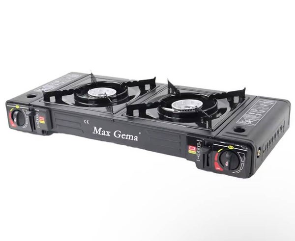 Dual-Head Outdoor Gas Stove 2 Burner Household Portable Camping Gas Stove Supports Butane or LPG Simple Style