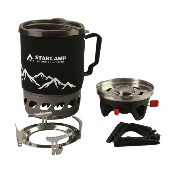 1100ml Portable Outdoor Camping Cooking System Fastboil Jet Cooker Gas Stove Aluminum Pot 1L Capacity Packed Bag