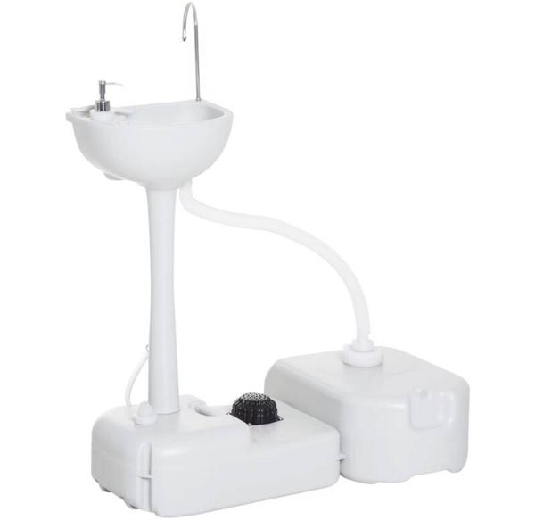 Portable Camping Sink 4.5GAL Tank 6.3GAL Recovery Tank Handwashing Basin Recycled Mater White for Outdoor Events Bath