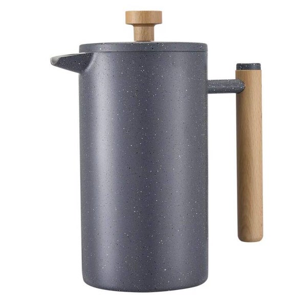 French Press Coffee Maker 1 Liter Stainless Steel Double Wall Insulation For Home Camping Travel Minimalist Design