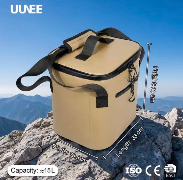 15L Waterproof PVC TPU Soft Cooler Backpack Leakproof Insulated Camping Fishing Beach Picnic Cans Food and Drinks
