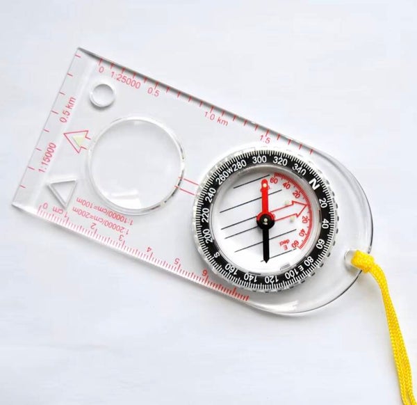 Portable Waterproof Shockproof Hike Luminous Acrylic Comapss Pointer Transparent Baseplate Ruler Nautical Style Magnifying Glass
