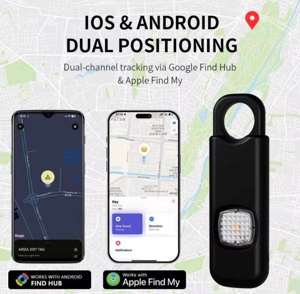 2-in1 Smart Personal Alarm, Supporting Both Google Find Hub And Apple Find My. GPS Locator Suitable Item Ant-Theft Protection