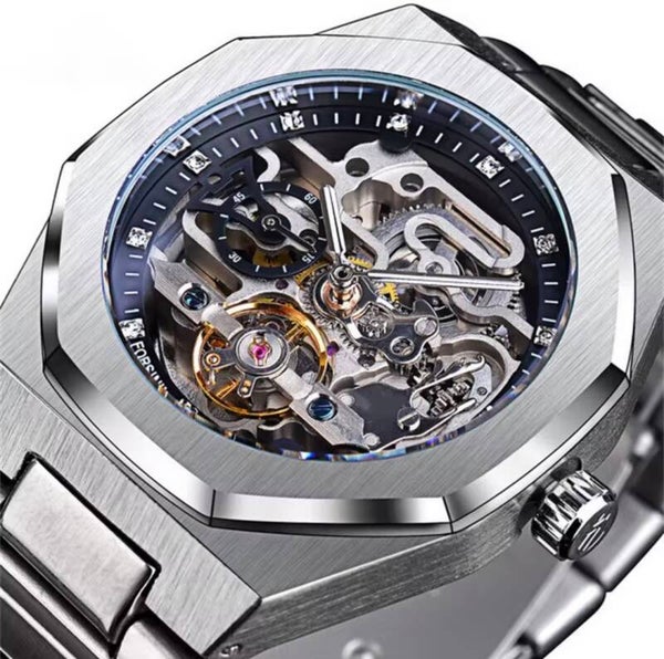 Silver Automatic Watch 3D Hollow Men’s Wristwatch’s Luminous Watches Montre Homme