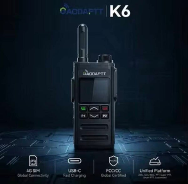 GaodaPTT K6 Zelle 4G LTE Two Way Radio Nationwide Coverage Unlimited Range GPS SOS Walkie Talkie For Logistics
