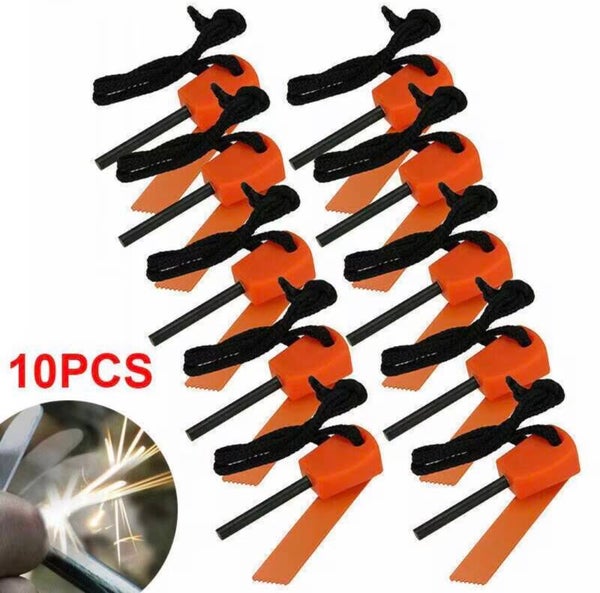 10x Fire Starter Flint Steel Striker Survival Kit Outdoor Camping Ferro Rod Tool