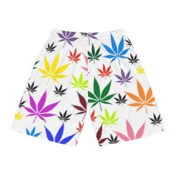 Multicolored Weed Basketball Shorts