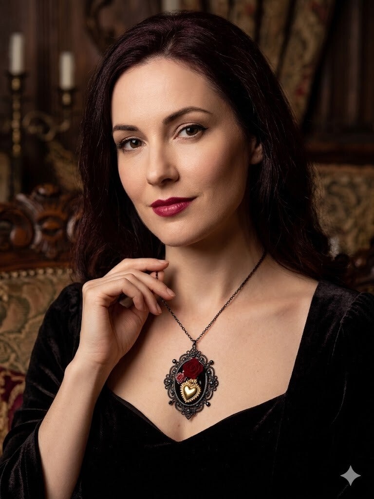 Collier "Sacré-Cœur et Roses"