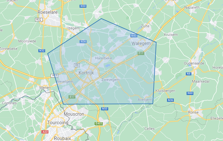 Deerlijk, Waregem, Harelbeke, Zwevegem, Kortrijk