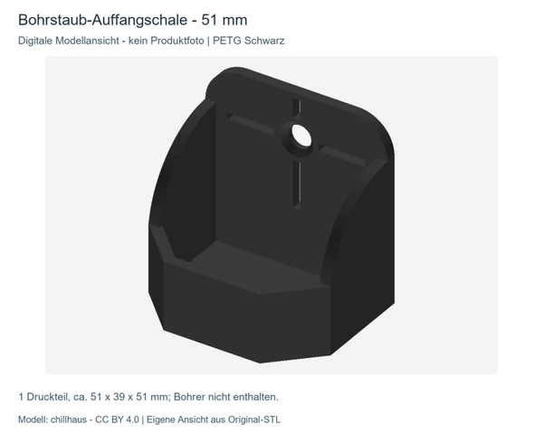 Bohrstaub-Auffangschale – 51 mm, PETG Schwarz