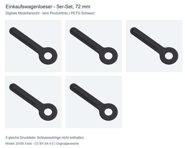 Einkaufswagenlöser – 5er-Set, PETG Schwarz