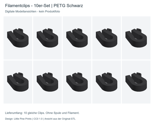 Filamentclips – 10er-Set – PETG Schwarz