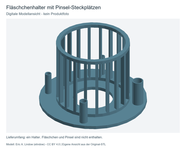 Fläschchenhalter mit Pinsel-Steckplätzen – 40 mm hoch