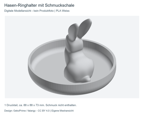 Hasen-Ringhalter mit Schmuckschale – 88 mm