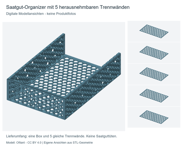 Saatgut-Organizer mit 5 Trennwänden – 108 × 160 mm