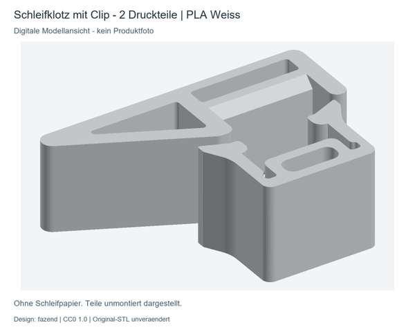 Schleifblock mit Spannclip – 2-teilig, 80 mm