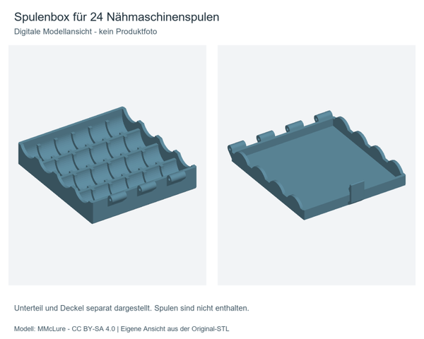 Spulenbox mit Deckel für 24 Nähmaschinenspulen