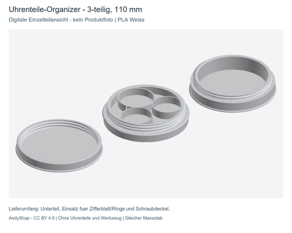 Uhrenteile-Organizer mit Schraubdeckel – 3-teilig, 110 mm