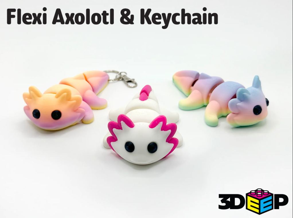 Flexi Axolotl – Beweglicher 3D-Druck Anhänger & Dekofigur