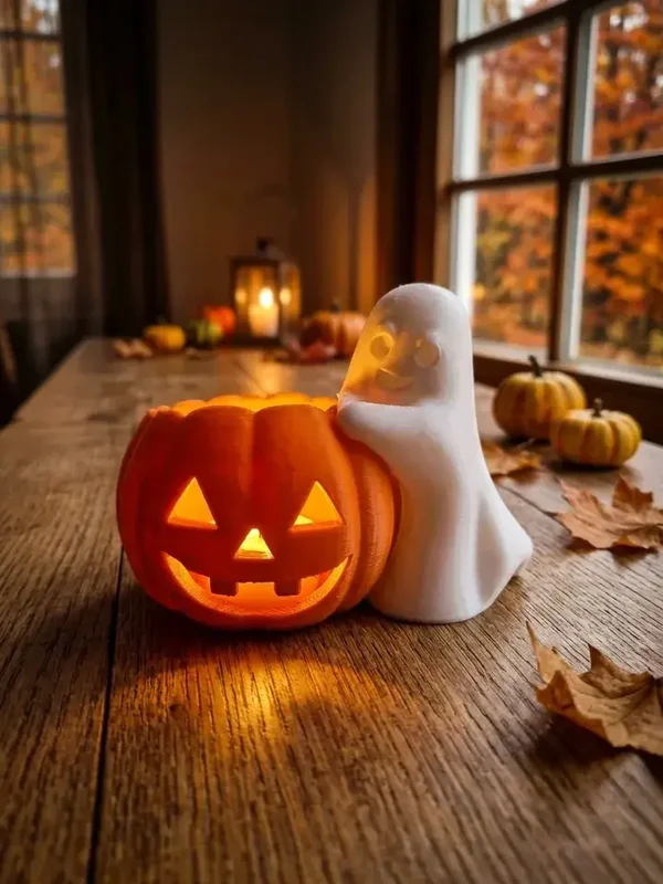 Pumpkin Ghost – Halloween LED-Teelichthalter