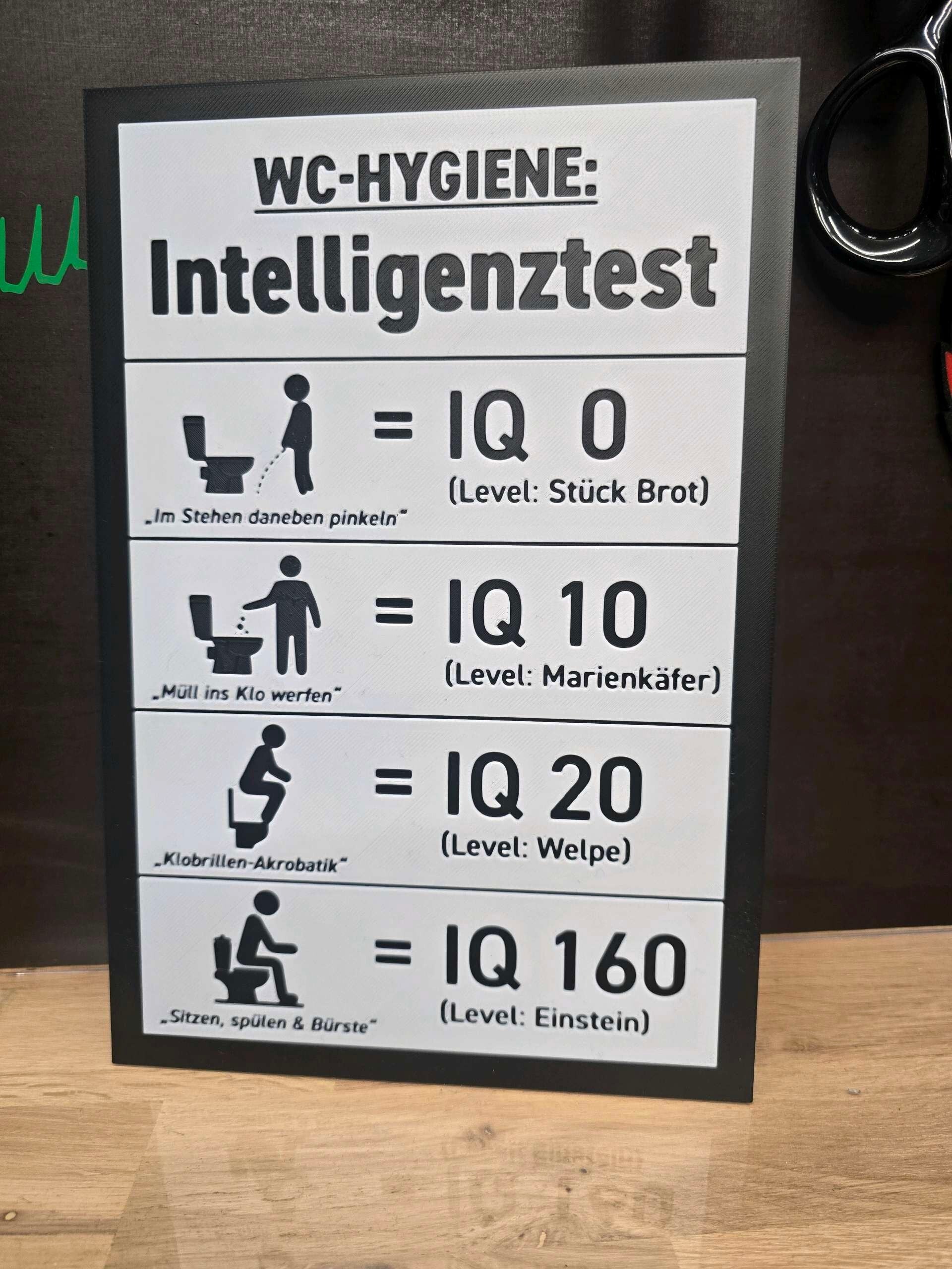 WC-Hygiene Intelligenztest Schild