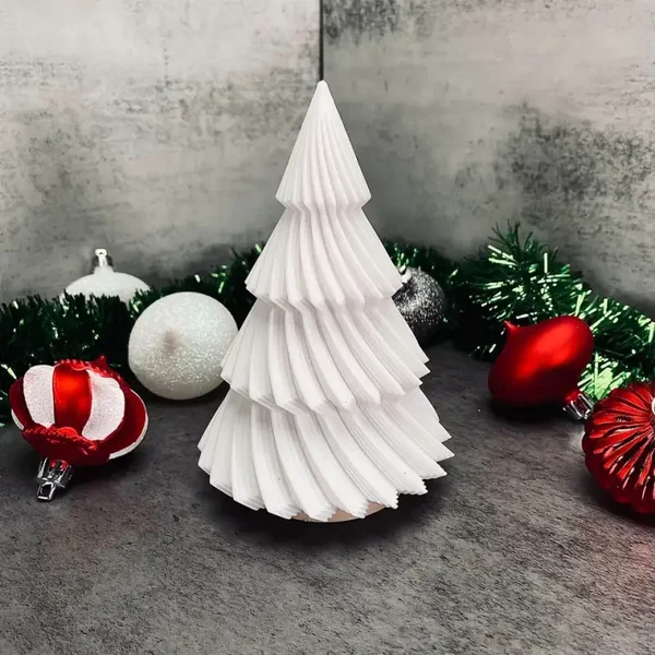 Lamellen-Tanne mit Sockel für LED-Licht – Weihnachtsdeko, ca. 16 cm