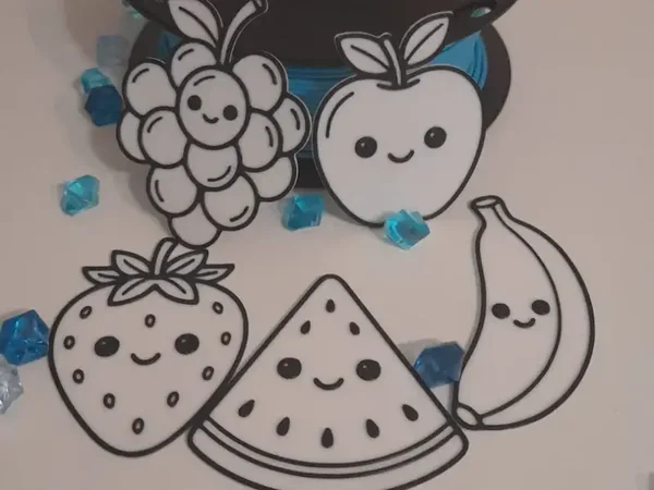 Kinder-Malset. Süße Früchtchen. Einfacher Druck
