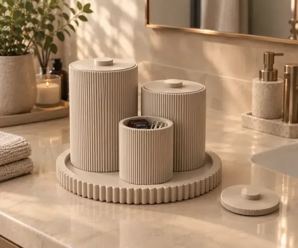 Ribbed Vanity & Desk Organizer Set