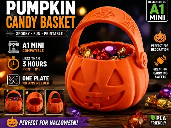 Halloween Kürbis-Süßigkeitenkorb