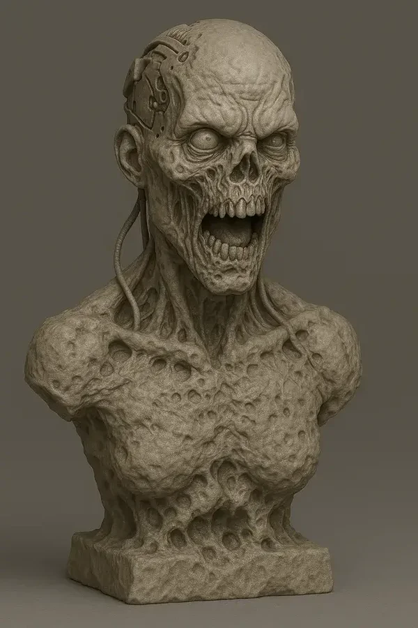 Grotesque Zombie Cyborg Bust