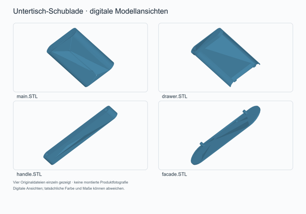 Untertisch-Schublade mit Auszug – 4-teilig, ca. 144 × 203 × 44 mm