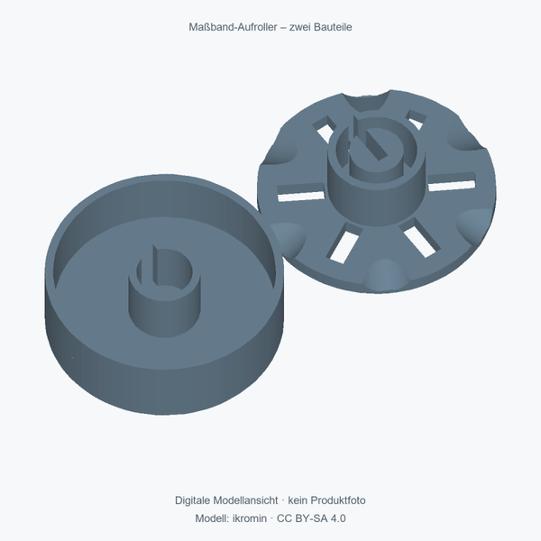 Maßband-Aufroller für Nähmaßband – zweiteilig, 60 mm
