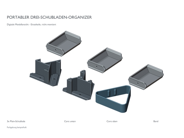 Organizer mit drei Schubladen – 6 Druckteile