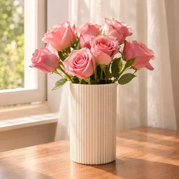 Vase mit floralem Wirbelmuster – Moderner, strukturierter Sti
