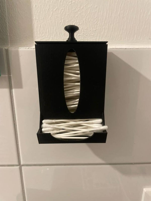 Wattestäbchen-Spender / Q-Tip Halter | 3D-gedruckt aus PETG – Wandhalterung für Bad & Haushalt