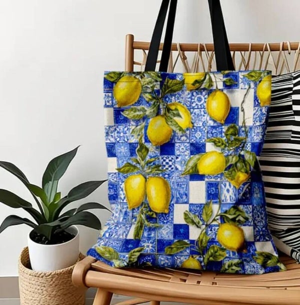 Totebag citroen blauw
