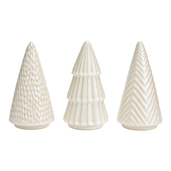 3 kerstboompjes wit keramiek