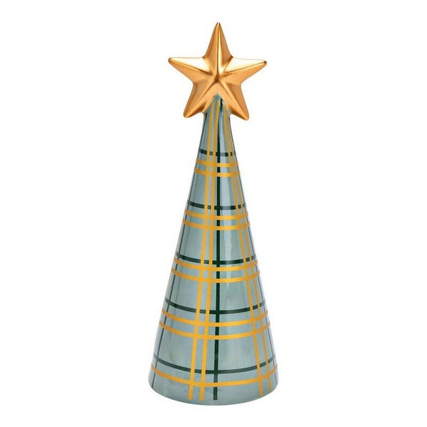 Kerstboom keramiek goud groen ruit