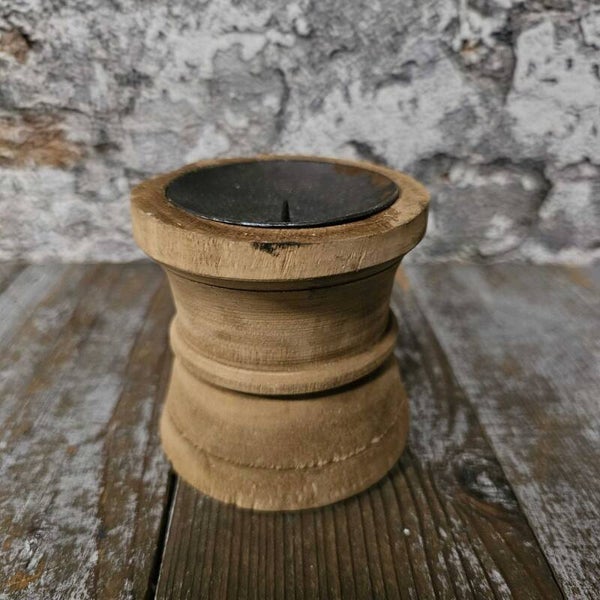 Kandelaar diabolo hout klein R9xH7.5cm