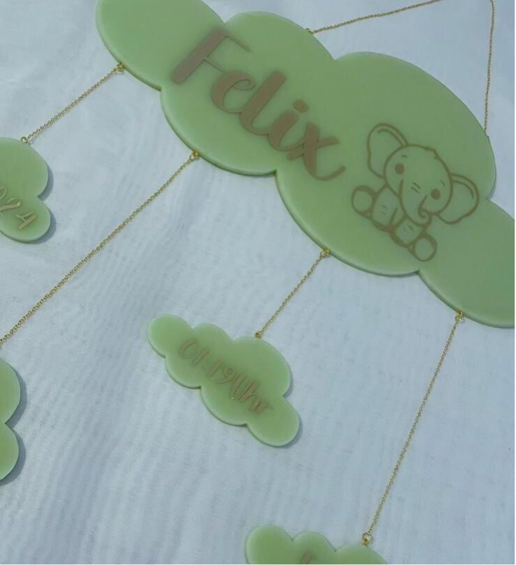 Babywolke mit Namen und Geburtsdaten