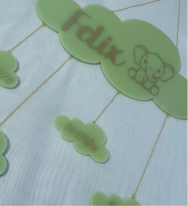 Babywolke mit Namen und Geburtsdaten