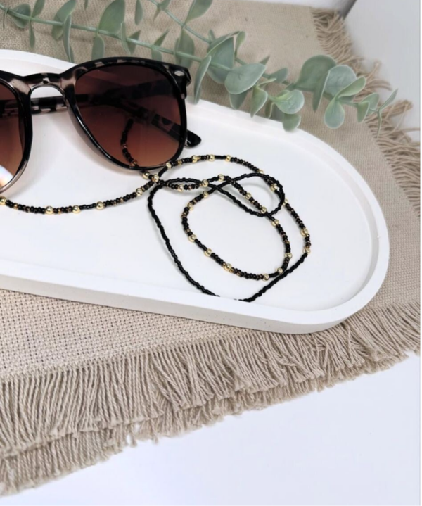 Sonnenbrillenkette Schwarz mit goldenen Details