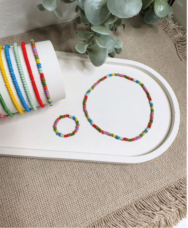 Armband, Fußkettchen, Ring bunt