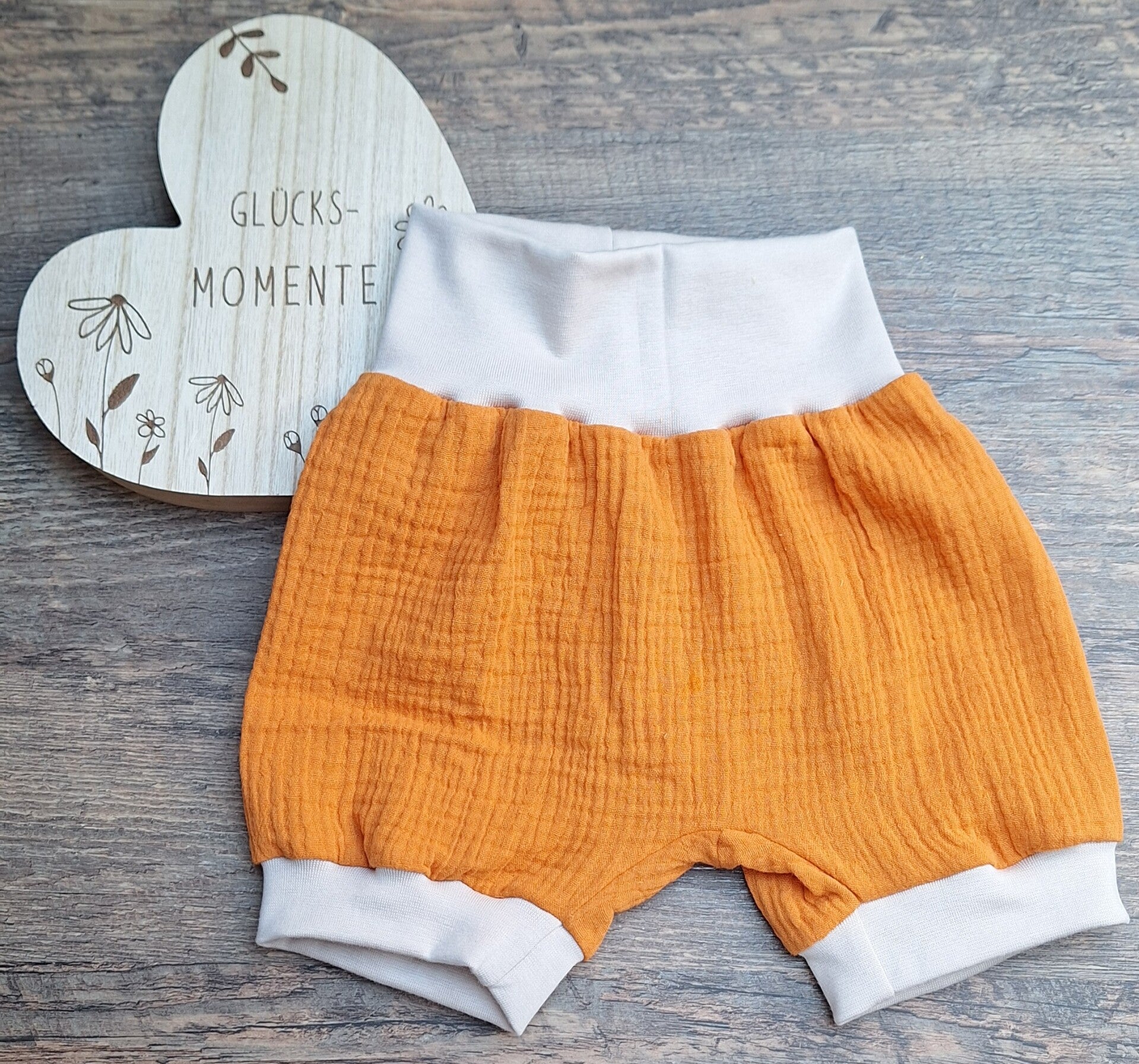 Pumphose Kurz "Orange/Weiß" 74/80