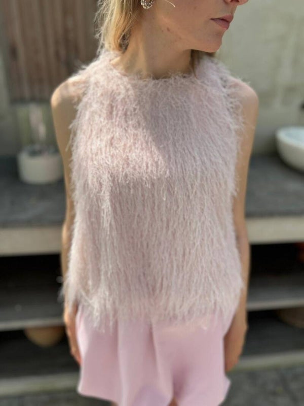 licht roze veren top